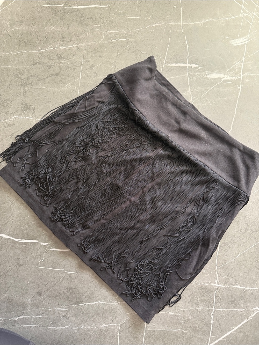 5th & Mercer Black Fringe Mini Skirt